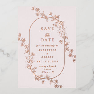 Sketched Modern Floral Wedding Foil Invitation