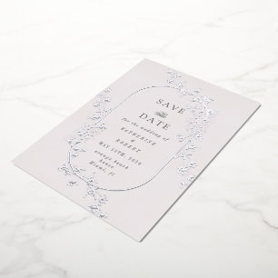 Sketched Modern Floral Wedding Foil Invitation