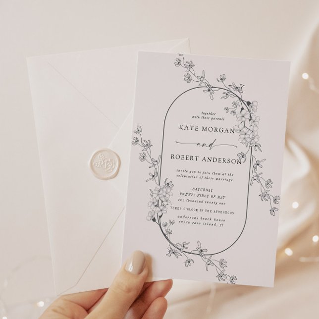 Sketched Modern Floral Wedding Invitation (Creator Uploaded)