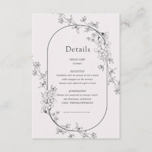 Sketched Modern Floral Wedding Reception Card
