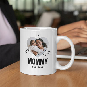 Sketched Mommy Heart Photo Coffee Mug