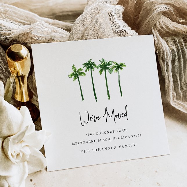 Sketched Palm Trees Change of Address Moving Announcement (Creator Uploaded)