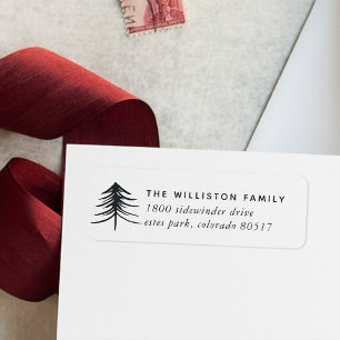 Sketched Pine Holiday Return Address Label