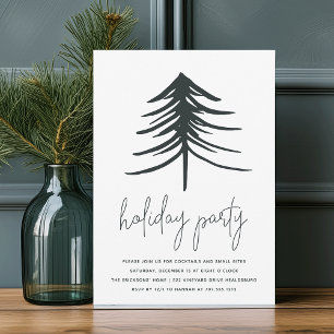 Sketched Pine Modern Holiday Party Invitation
