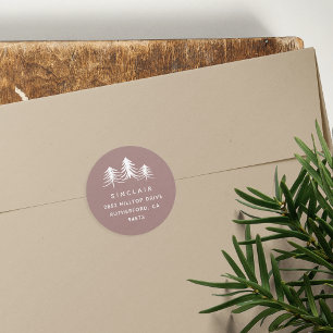 Sketched Pines Holiday Return Address Classic Round Sticker