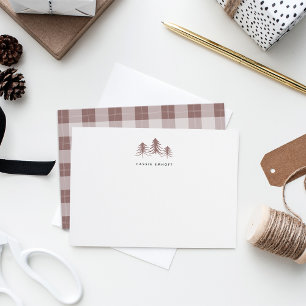 Sketched Pines Personalized Holiday Stationery Card