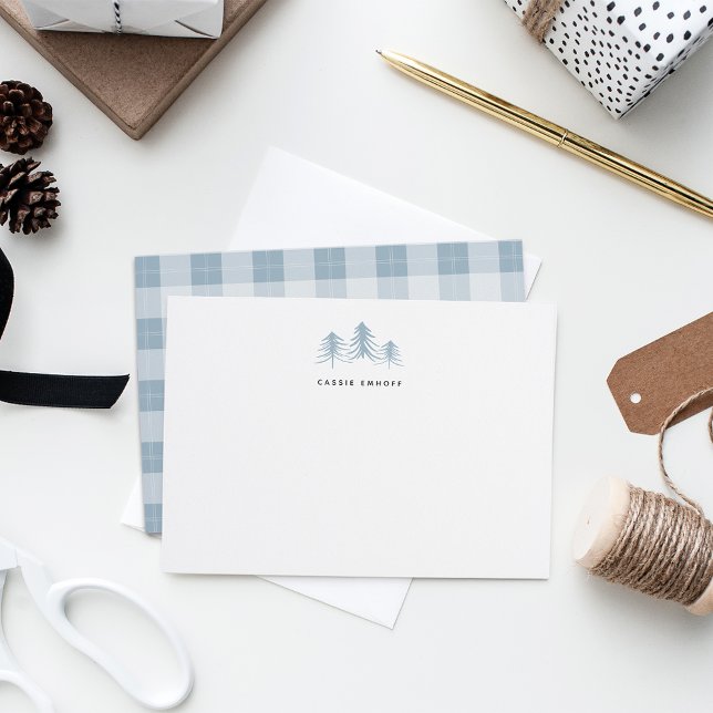 Sketched Pines Personalized Holiday Stationery Card (Creator Uploaded)