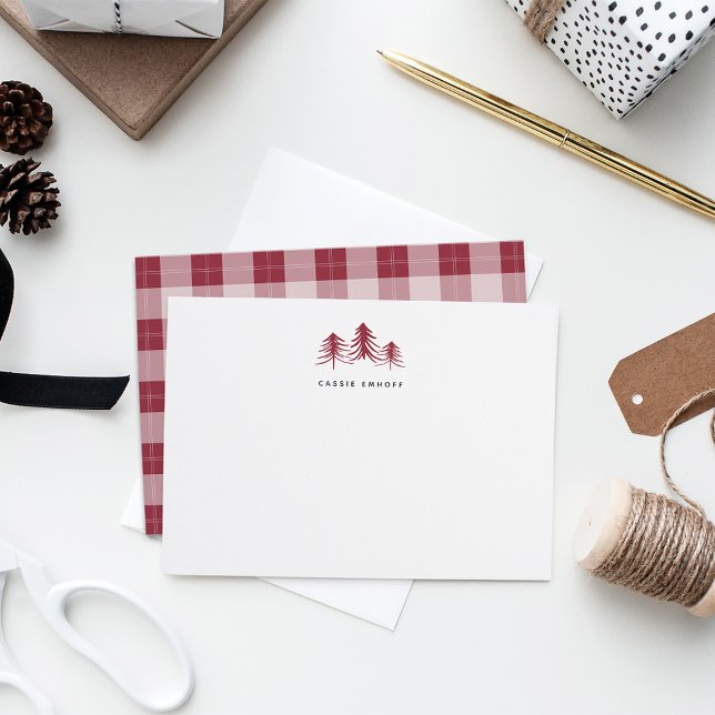 Sketched Pines Personalized Holiday Stationery Card (Creator Uploaded)