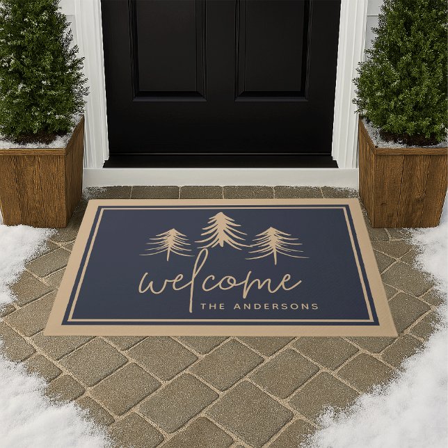 Sketched Pines Personalized Welcome Doormat (Creator Uploaded)