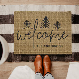 Sketched Pines Personalized Welcome Doormat