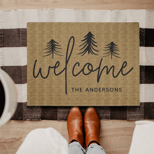 Sketched Pines Personalized Welcome Doormat (Creator Uploaded)