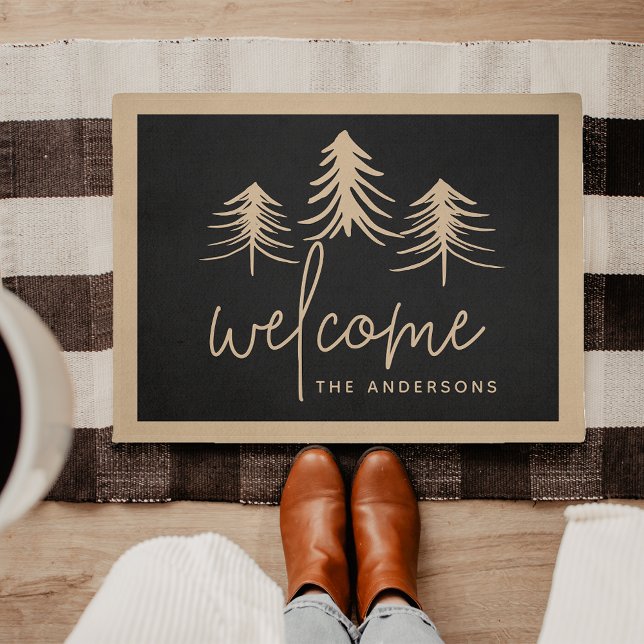 Sketched Pines Personalized Welcome Doormat (Creator Uploaded)