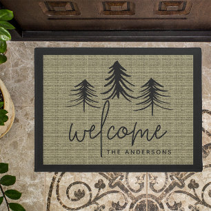 Sketched Pines Personalized Welcome Doormat