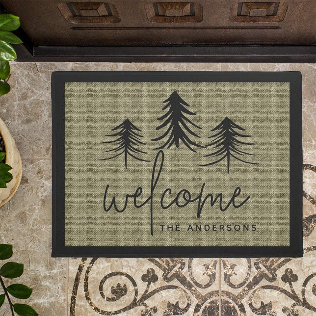 Sketched Pines Personalized Welcome Doormat (Creator Uploaded)