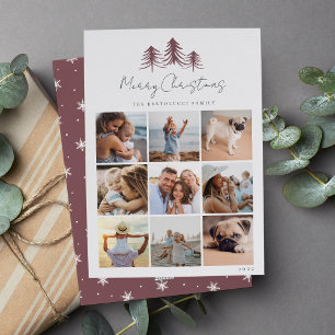 Sketched Pines Photo Collage Holiday Card