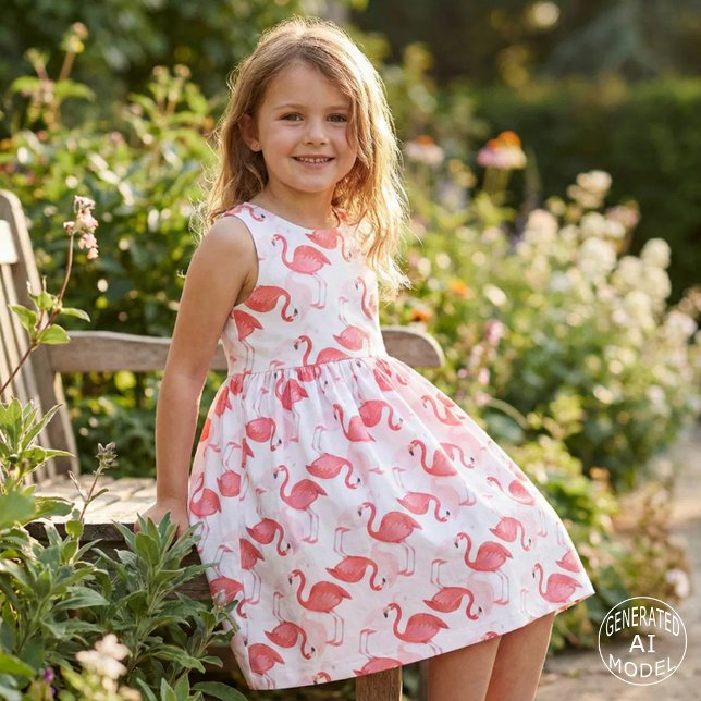 Sketched Pink Flamingo Tropical Summer Pattern Fabric (Creator Uploaded)