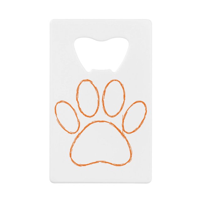 Sketched Puppy Paw Print Credit Card Bottle Opener (Front)