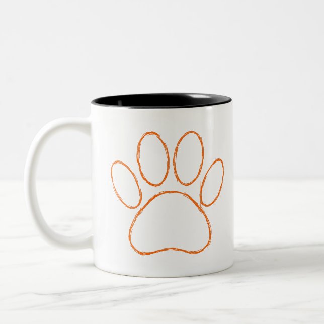 Sketched Puppy Paw Print Two-Tone Coffee Mug (Left)