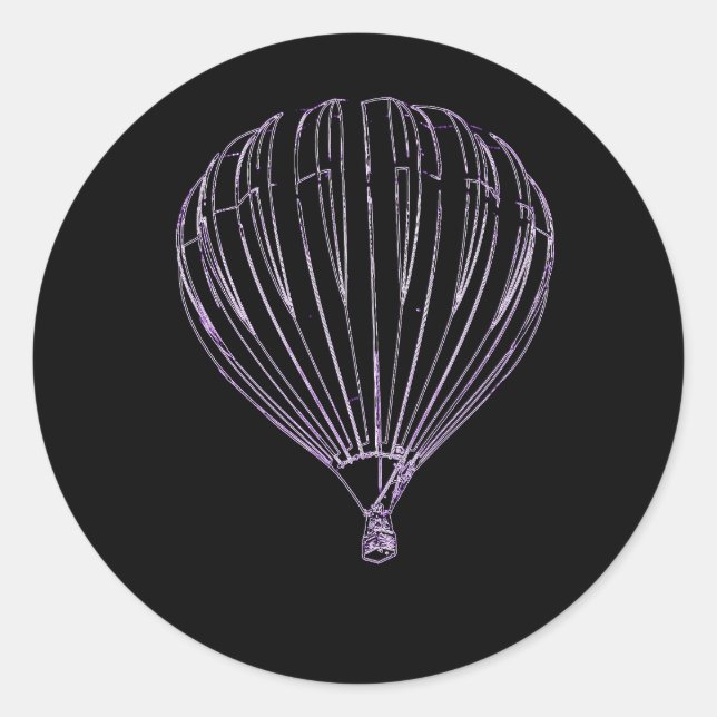 sketched Purple Balloon Classic Round Sticker (Front)