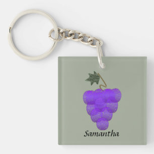 Sketched Purple Grapes Keychain