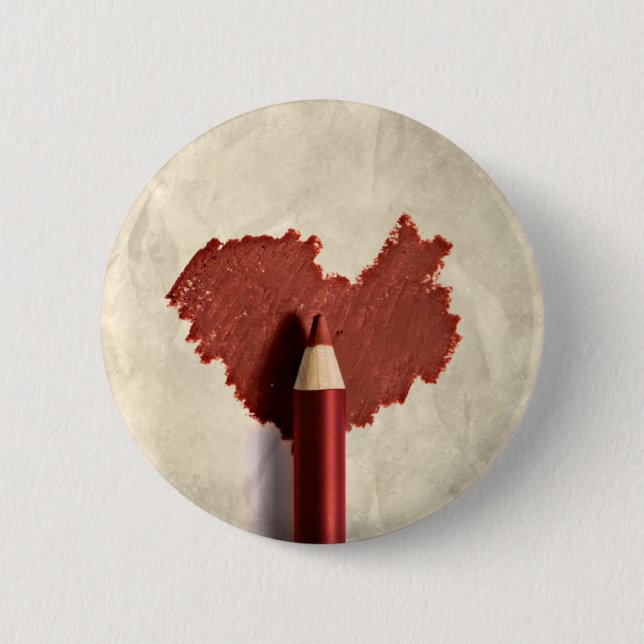 Sketched Scribbled Heart 2 Inch Round Button (Front)