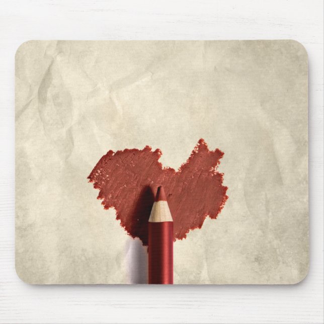 Sketched Scribbled Heart Mouse Pad (Front)