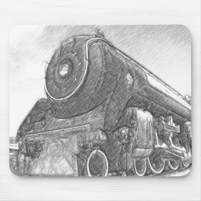 Sketched Train Engine Mouse Pad (Front)