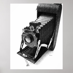 Sketched Vintage Camera Art Print