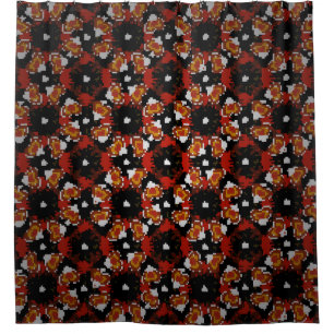 Sketched vintage flower design in red, brown and