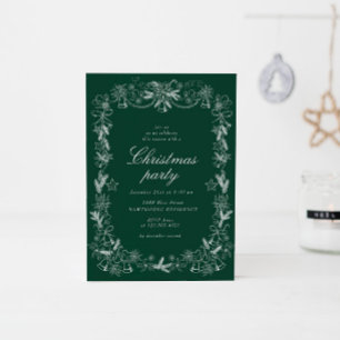 Sketched Vintage Red Christmas Party Invitation