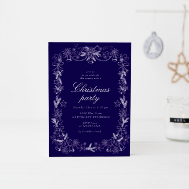 Sketched Vintage Red Christmas Party Invitation (Creator Uploaded)