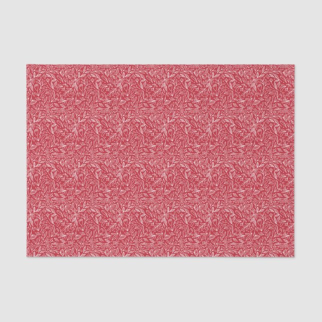 Sketched white and red foliage/floral design tissue paper (Front)