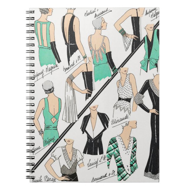 Sketches of French Couture Fashion from 1931 Notebook (Front)