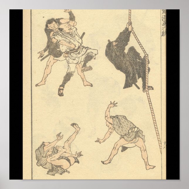 Sketches of Japanese Martial arts, Ninja c. 1800's Poster (Front)