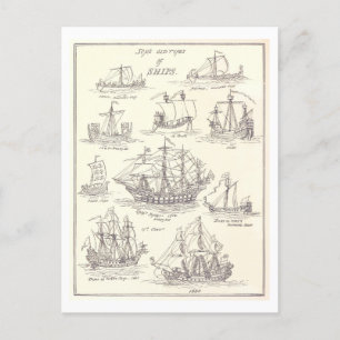 Sketches of Old Ships Postcard