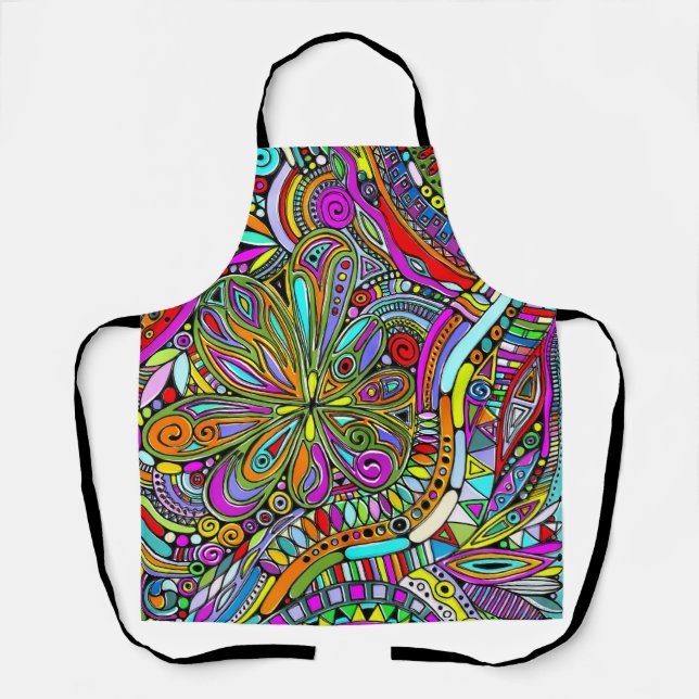 Sketching Fantasy Art - Abstract Flowers 1 Apron (Front)