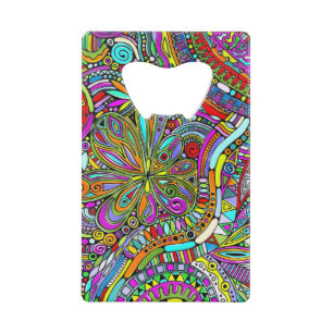 Sketching Fantasy Art - Abstract Flowers 1 Credit Card Bottle Opener