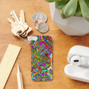 Sketching Fantasy Art - Abstract Flowers 1 Keychain