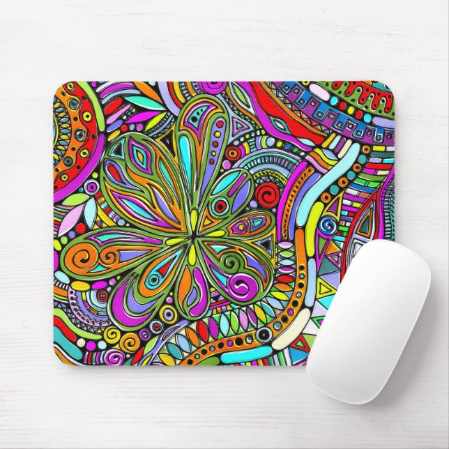 Sketching Fantasy Art - Abstract Flowers 1 Mouse Pad (With Mouse)