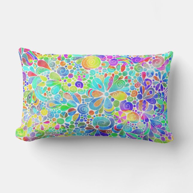 Sketching Fantasy Art - Abstract Flowers 2 Lumbar Pillow (Front)
