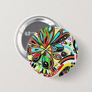 Sketching Fantasy Art - Abstract Flowers 3 2 Inch Round Button