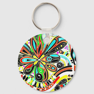 Sketching Fantasy Art - Abstract Flowers 3 Button Keychain