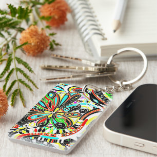 Sketching Fantasy Art - Abstract Flowers 3 Keychain