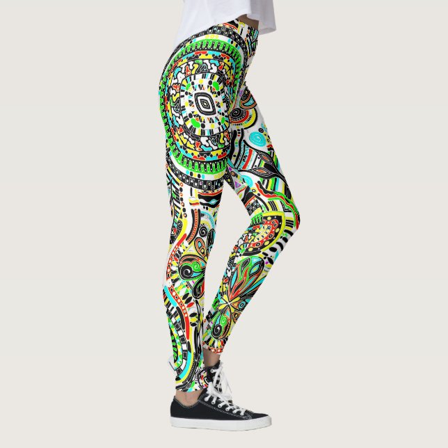 Sketching Fantasy Art - Abstract Flowers 3 Leggings (Right)