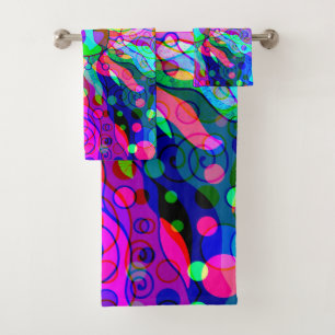 Sketching Fantasy Art - Abstract Neon Shift 1 Bath Towel Set