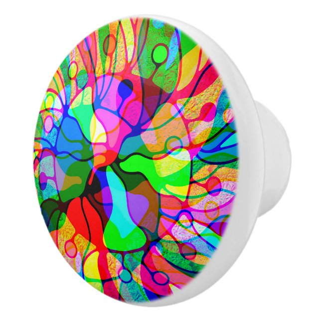 Sketching Fantasy Art - Abstract Neon Shift 1 Ceramic Knob (Right)
