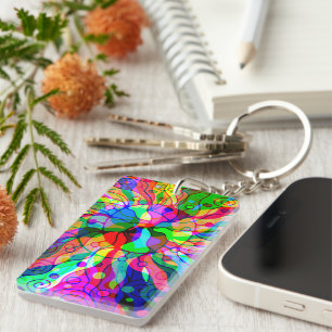 Sketching Fantasy Art - Abstract Neon Shift 1 Keychain