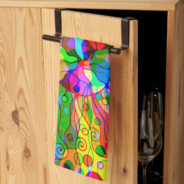 Sketching Fantasy Art - Abstract Neon Shift 1 Kitchen Towel (Thirds Fold)