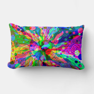 Sketching Fantasy Art - Abstract Neon Shift 1 Lumbar Pillow