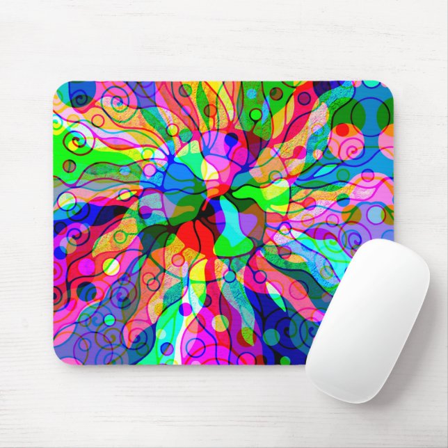 Sketching Fantasy Art - Abstract Neon Shift 1 Mouse Pad (With Mouse)
